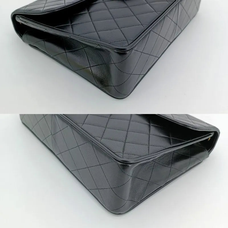 js465-chanel-vintage-black-lambskin-quilted-jumbo-flap-bag