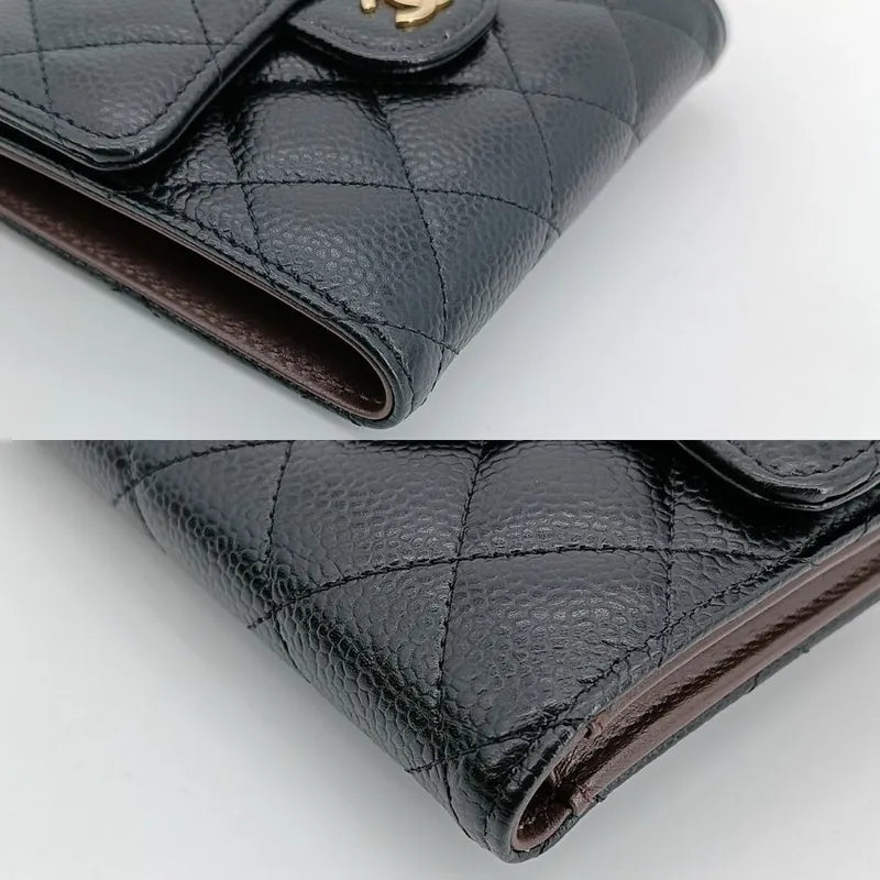 js970-chanel-balck-caviar-leather-classic-small-flap-wallet