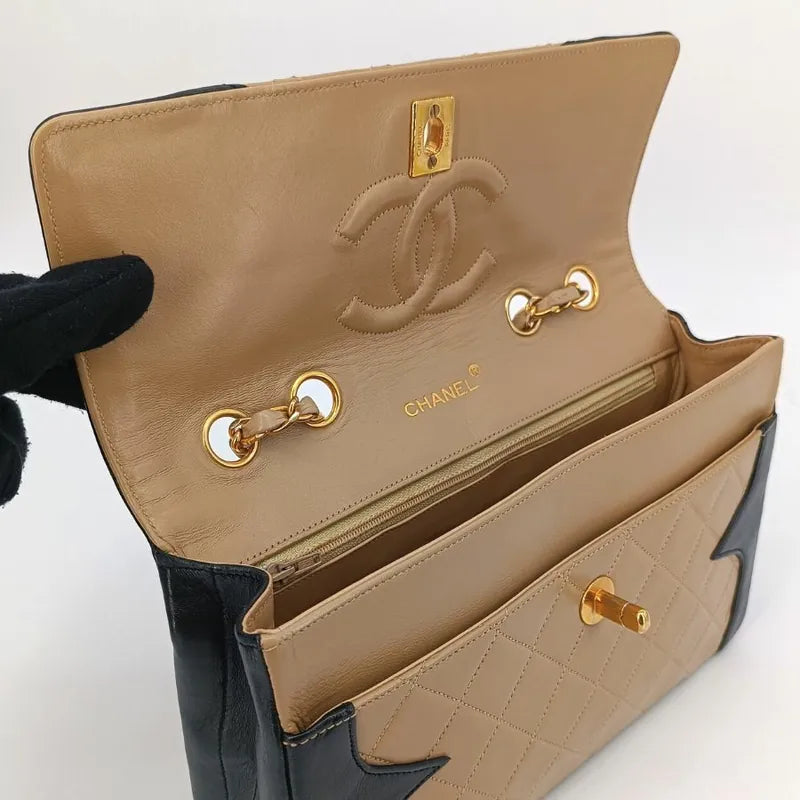 jt253-chanel-vintage-beige-lambskin-quilted-flap-bag