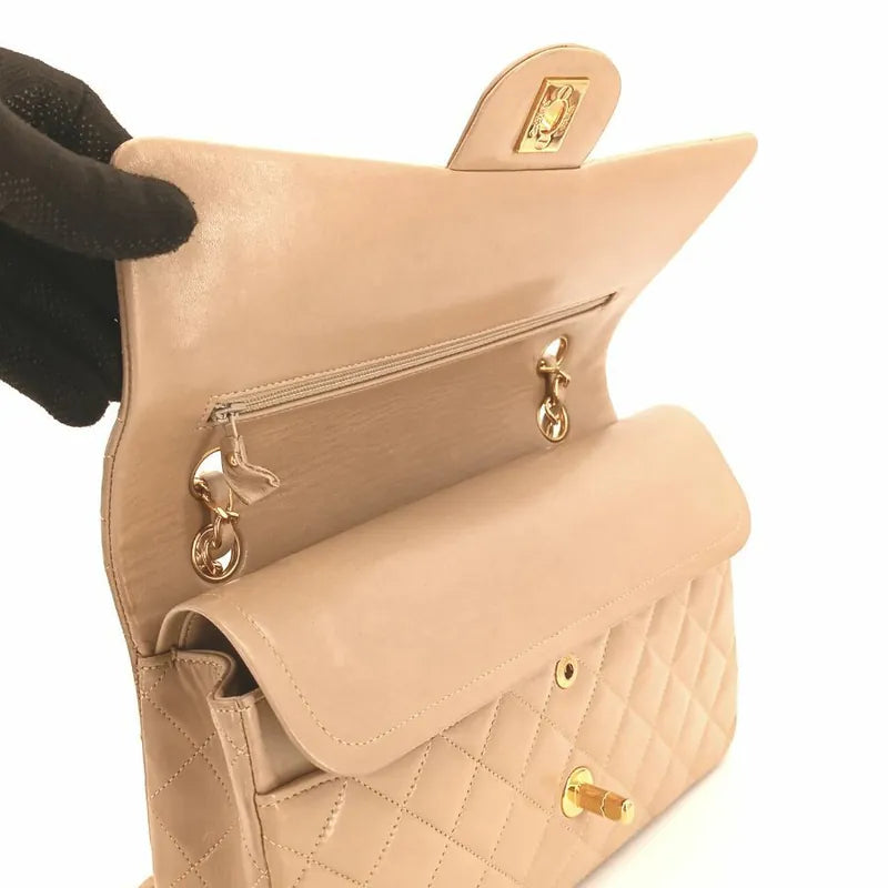 jr791-chanel-vintage-beige-lambskin-25cm-classic-flap-bag