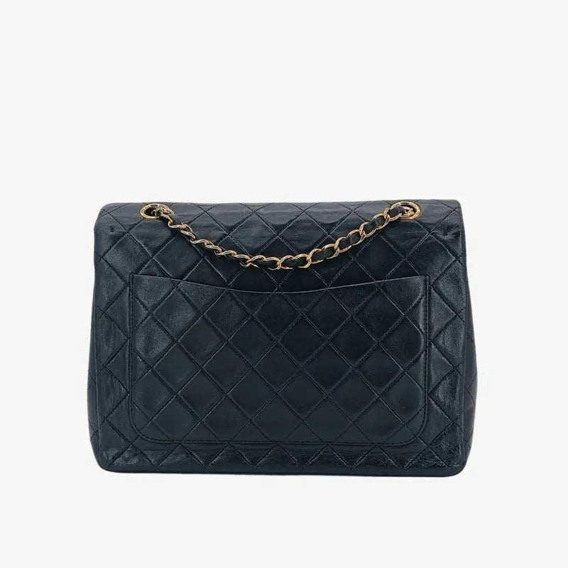 rb016-chanel-vintage-black-lambskin-25cm-flap-bag