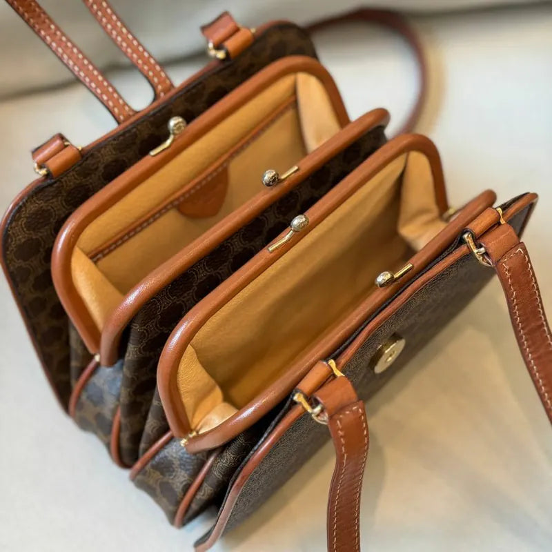 rb044-celine-vintage-brown-pvc-macadam-pattern-shoulder-bag