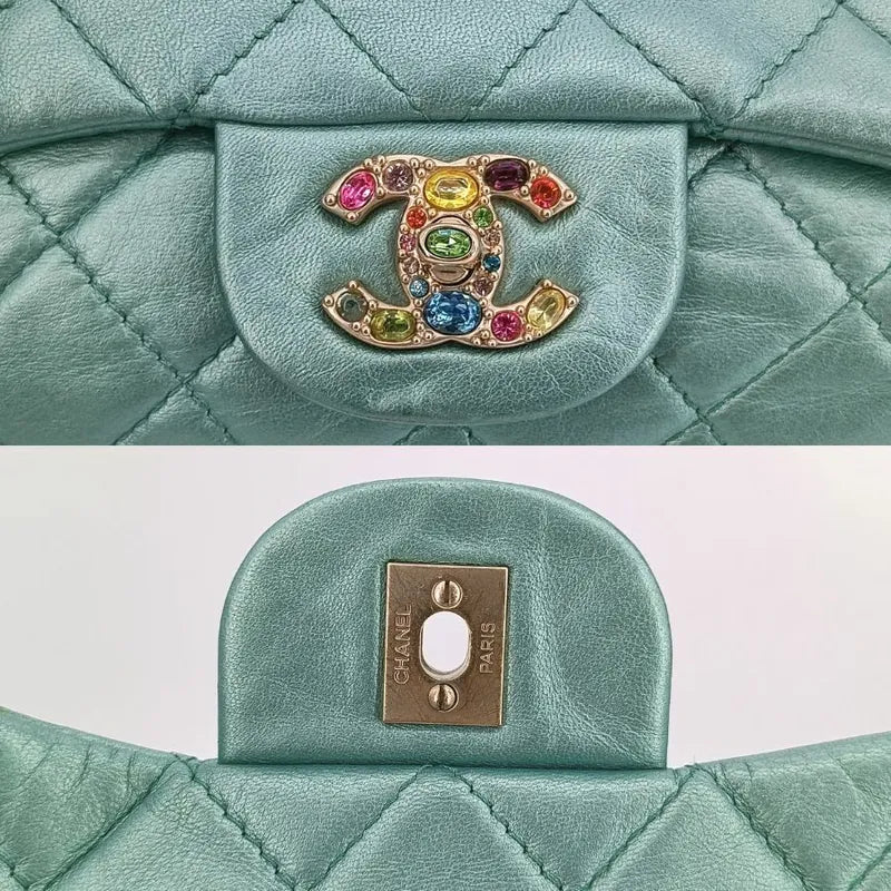 ra595-chanel-vintage-green-lambskin-crystal-embellished-flap-bag