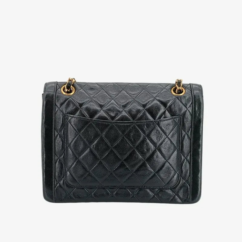 js367-chanel-vintage-black-lambskin-quilted-flap-bag