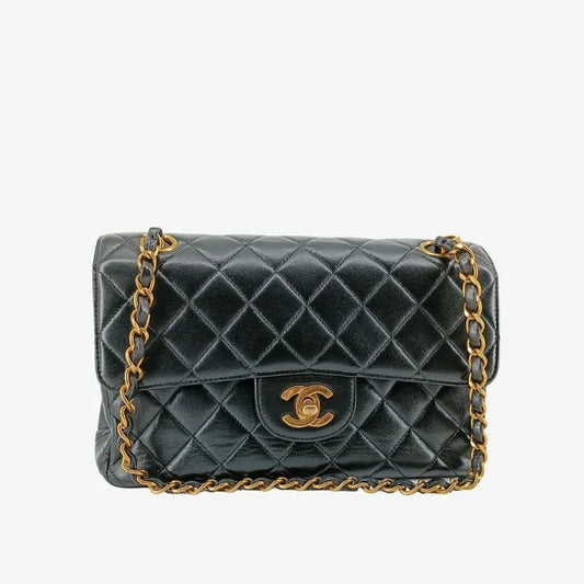 js536-chanel-vintage-black-lambskin-23cm-double-side-flap-bag