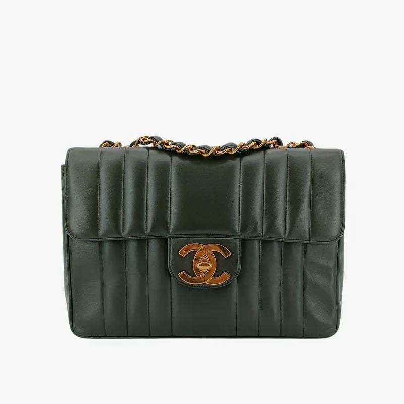 rb058-chanel-vintage-dark-green-lambskin-vertical-jumbo-flap-bag