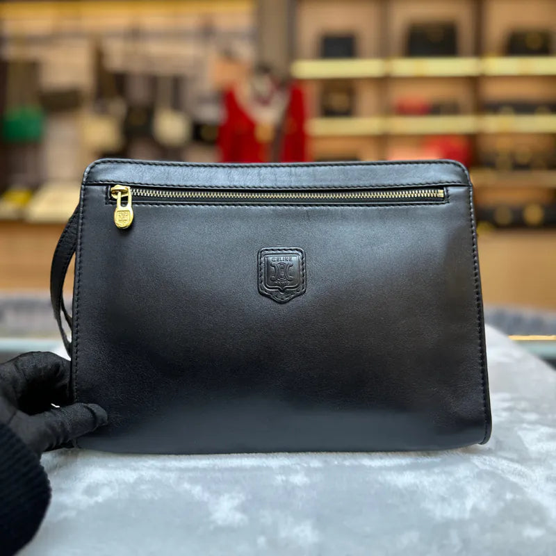 jx231-celine-vintage-black-leather-clutch-bag