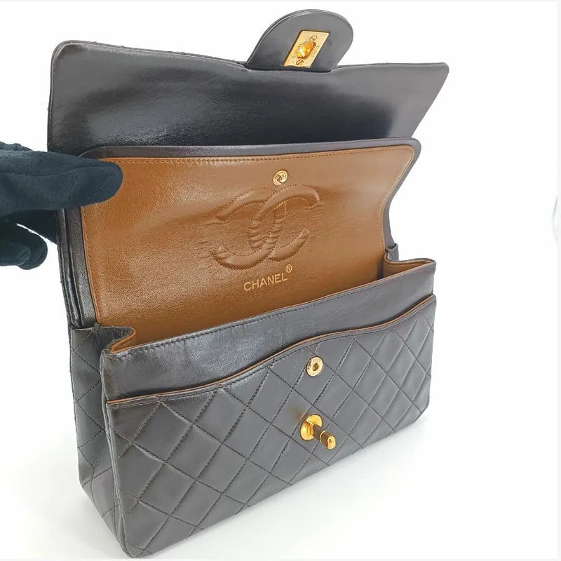 jt575-chanel-vintage-brown-lambskin-25cm-classic-flap-bag