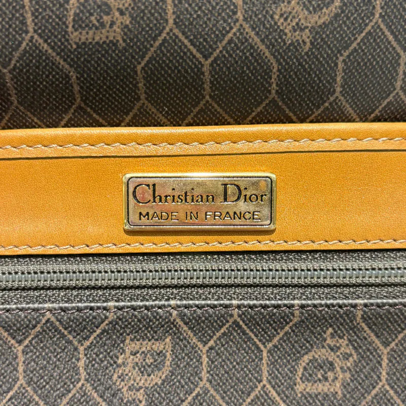 jw769-christian-dior-brown-black-canvas-honeycomb-shoulder-bag