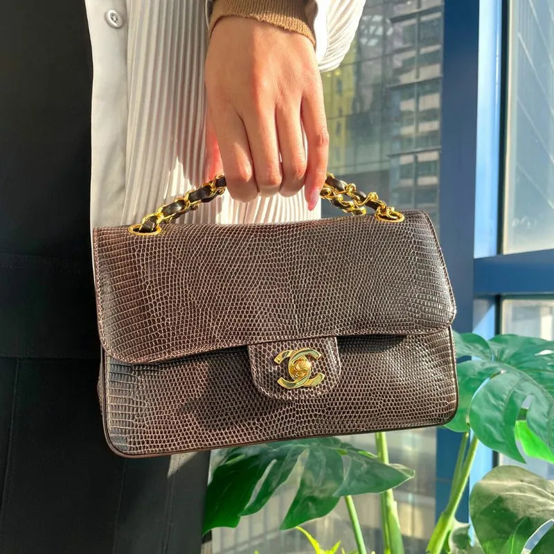 c378-chanel-vintage-brown-lizard-skin-23cm-classic-flap-bag