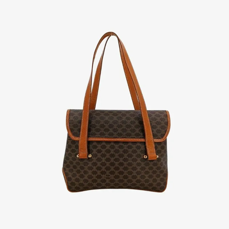 jt564-celine-brown-canvas-macadam-shoulder-bag