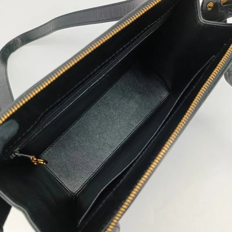 jah106-chanel-vintage-black-lambskin-embroidered-logo-tote-bag