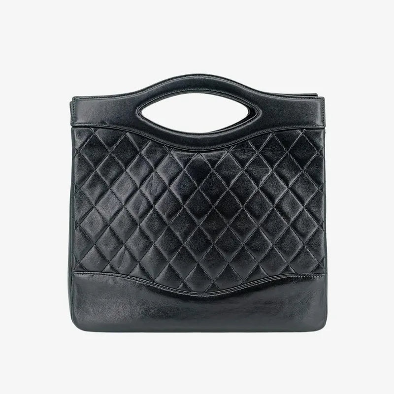 js719-chanel-vintage-black-lambskin-quilted-31-tote-bag