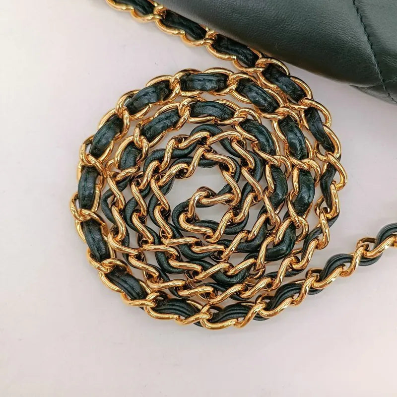 jw089-chanel-vintage-dark-green-lambskin-quilted-flap-bag