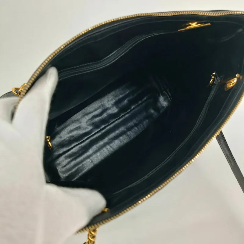 js401-chanel-vintage-black-caviar-leather-embroidered-logo-golden-ball-tote-bag