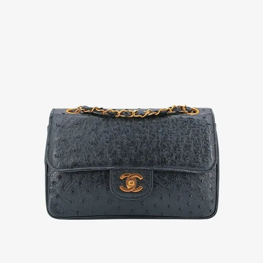 sh020-chanel-vintage-black-ostrichskin-23cm-classic-flap-bag