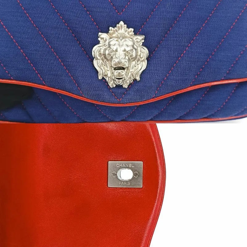 ra006-chanel-blue-cotton-chevron-leo-lion-flap-bag