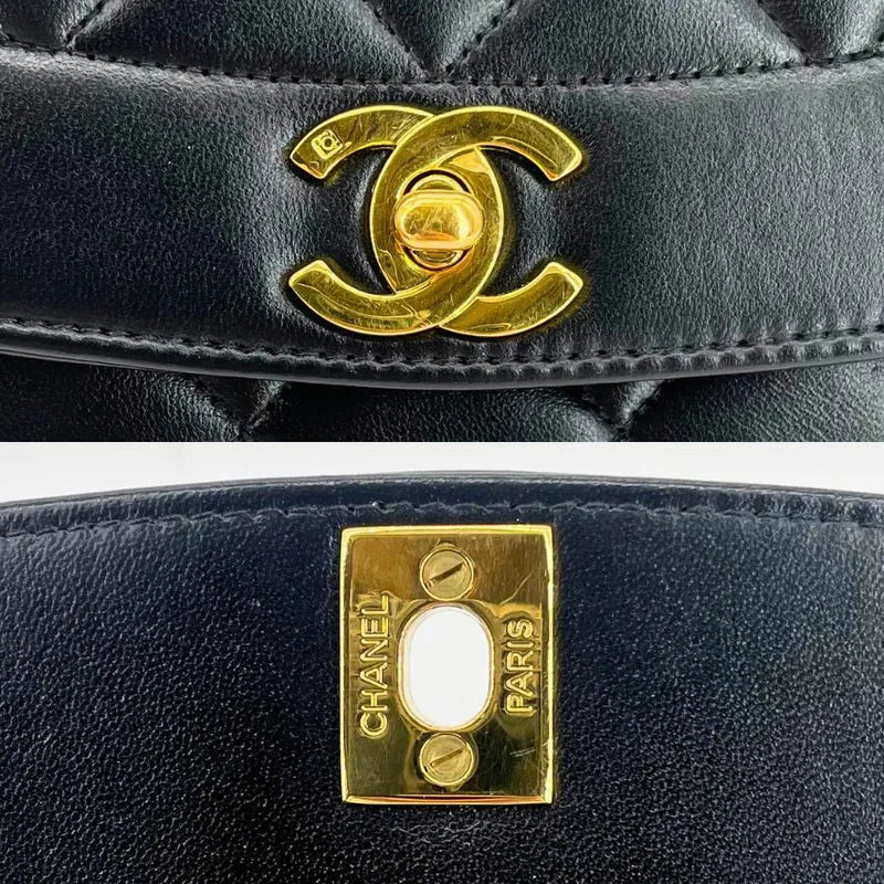jw868-chanel-vintage-black-lambskin-25cm-diana-flap-bag
