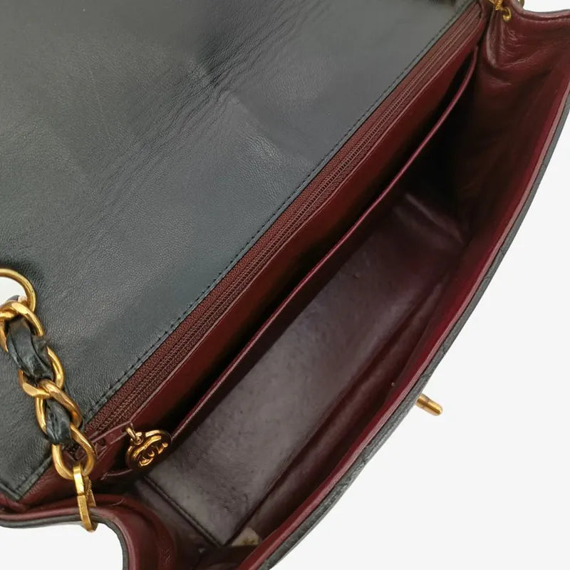 rb125-chanel-vintage-black-lambskin-tall-diana-flap-bag-with-back-pocket