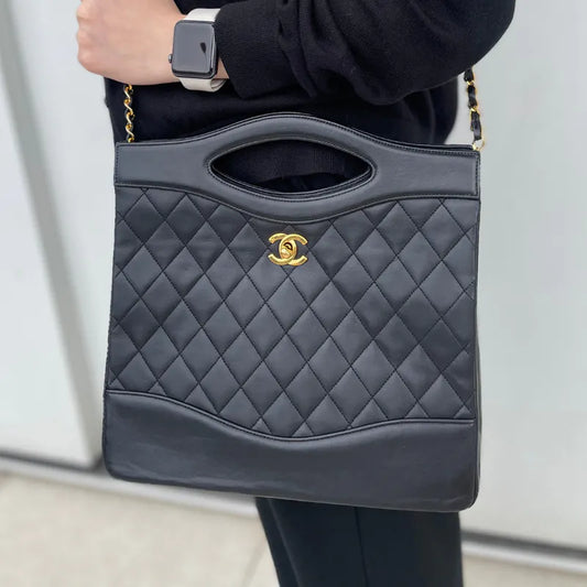 jw231-chanel-vintage-black-lambskin-quilted-31-tote-bag