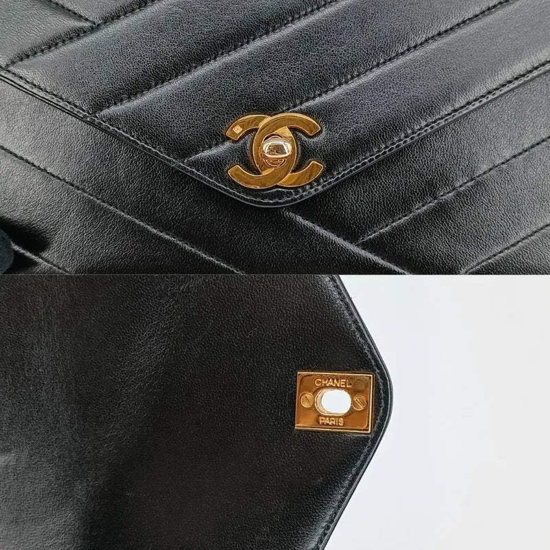 jt444-chanel-vintage-black-lambskin-cross-stripe-flap-bag