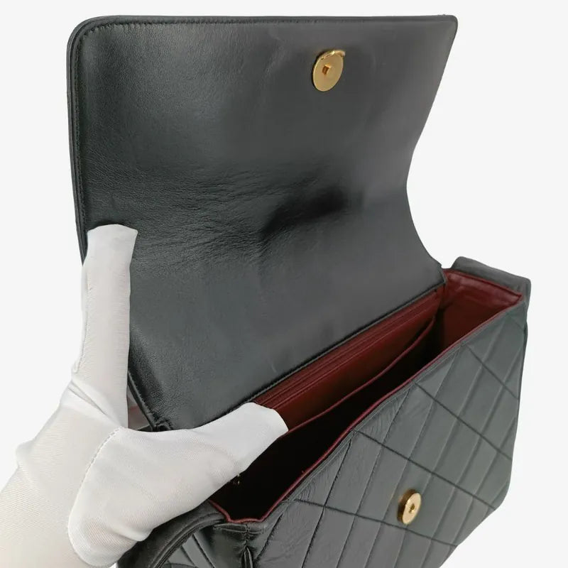 jah134-chanel-vintage-black-lambskin-quilted-flap-bag