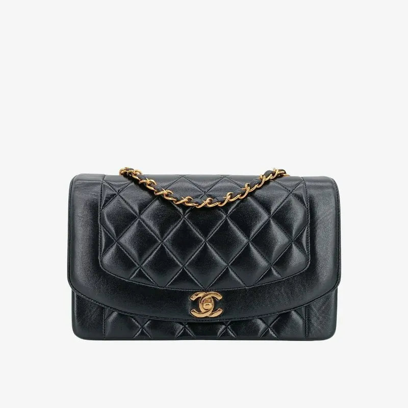 c327-chanel-vintage-black-lambskin-25cm-diana-flap-bag