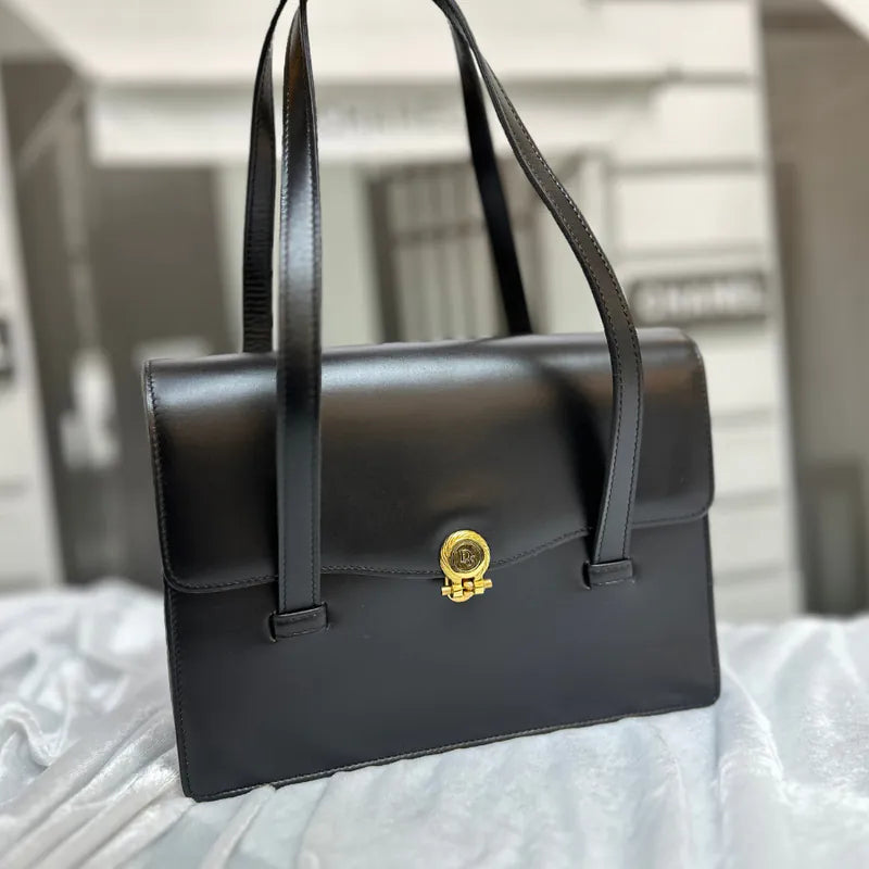 jw846-christian-dior-vintage-black-box-leather-shoulder-bag