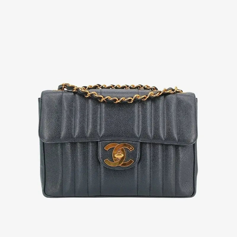 c377-chanel-vintage-black-caviar-leather-vertical-jumbo-flap-bag