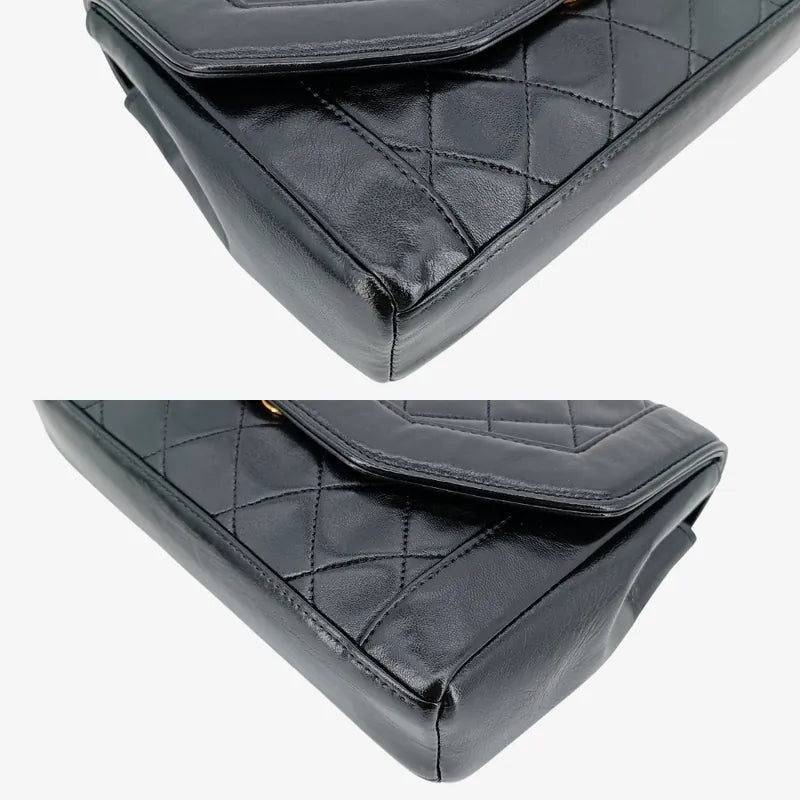 ra495-chanel-vintage-black-lambskin-quilted-gold-chain-flap-bag