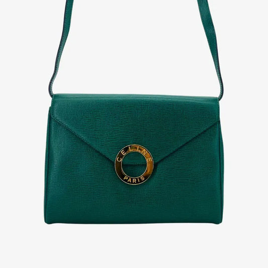 jx692-celine-vintage-green-leder-leather-cricle-schultertasche-shoulder-bag