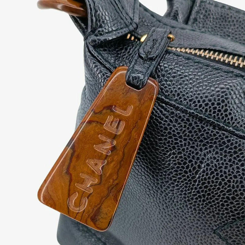 jah143-chanel-vintage-black-caviar-leather-wood-chain-handle-bag