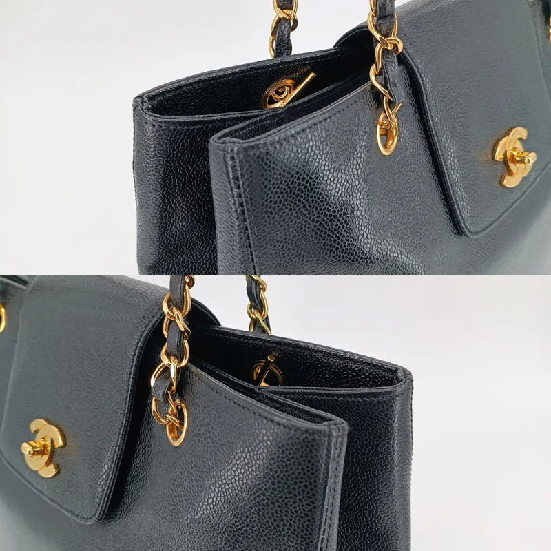 js543-chanel-vintage-black-caviar-leather-tote-bag