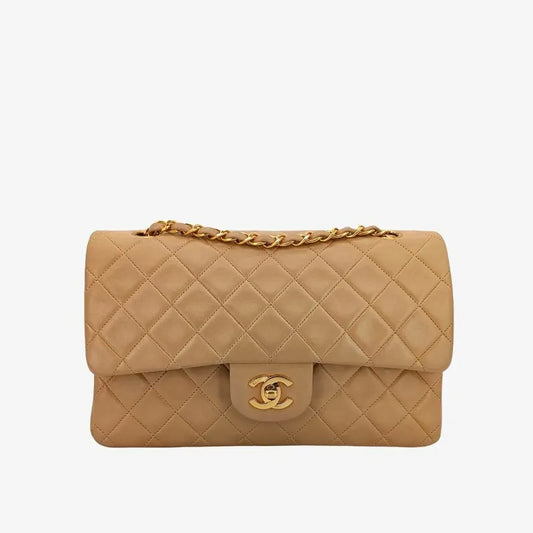 js537-chanel-vintage-beige-lambskin-25cm-classic-flap-bag