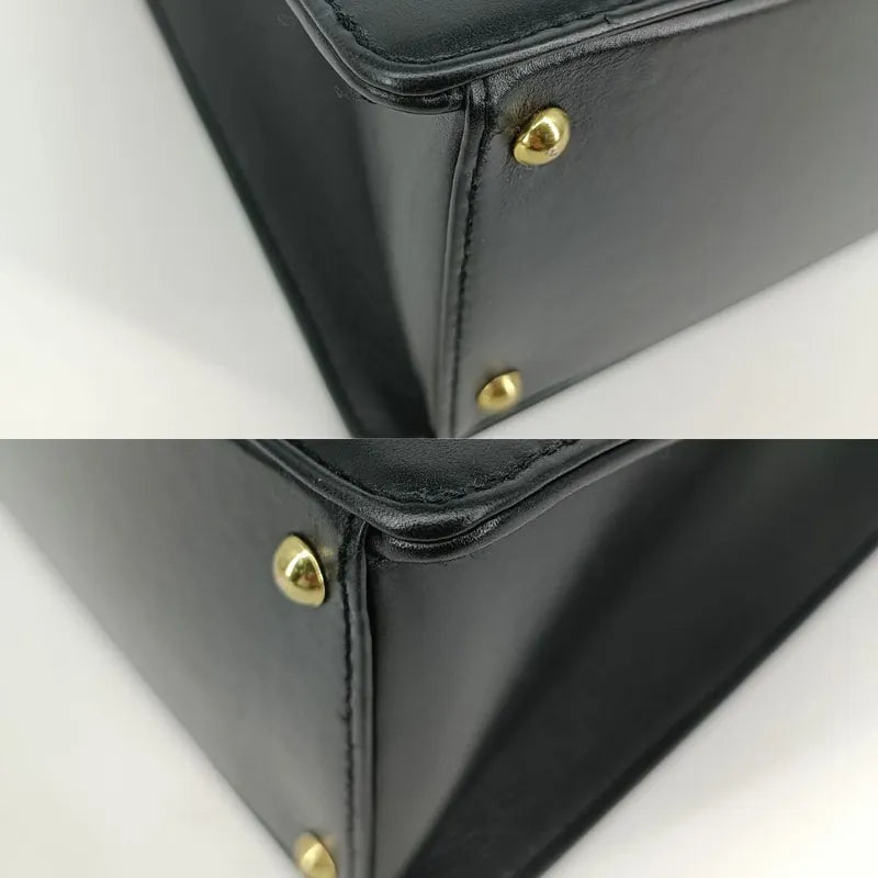 js418-chanel-vintage-black-lambskin-embroidered-logo-tote-bag