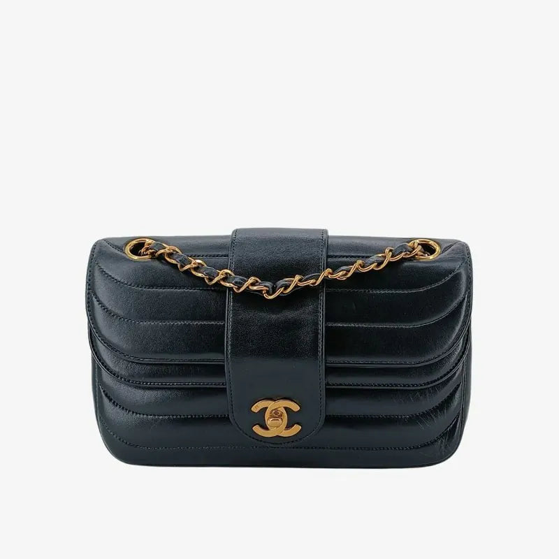 c510-chanel-vintage-black-lambskin-horizontal-stripes-flap-bag