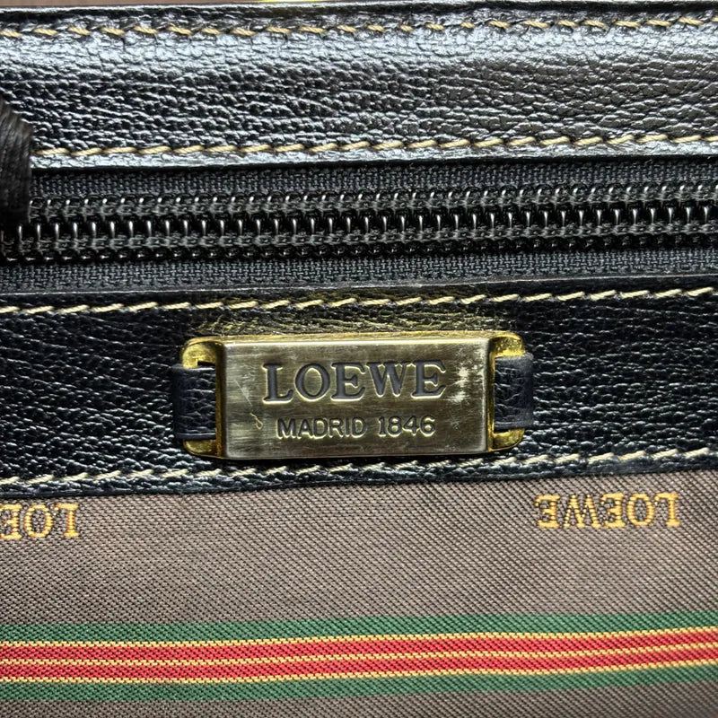 ju627-loewe-vintage-black-brown-gold-suede-caviar-leather-shoulder-bag-handbag