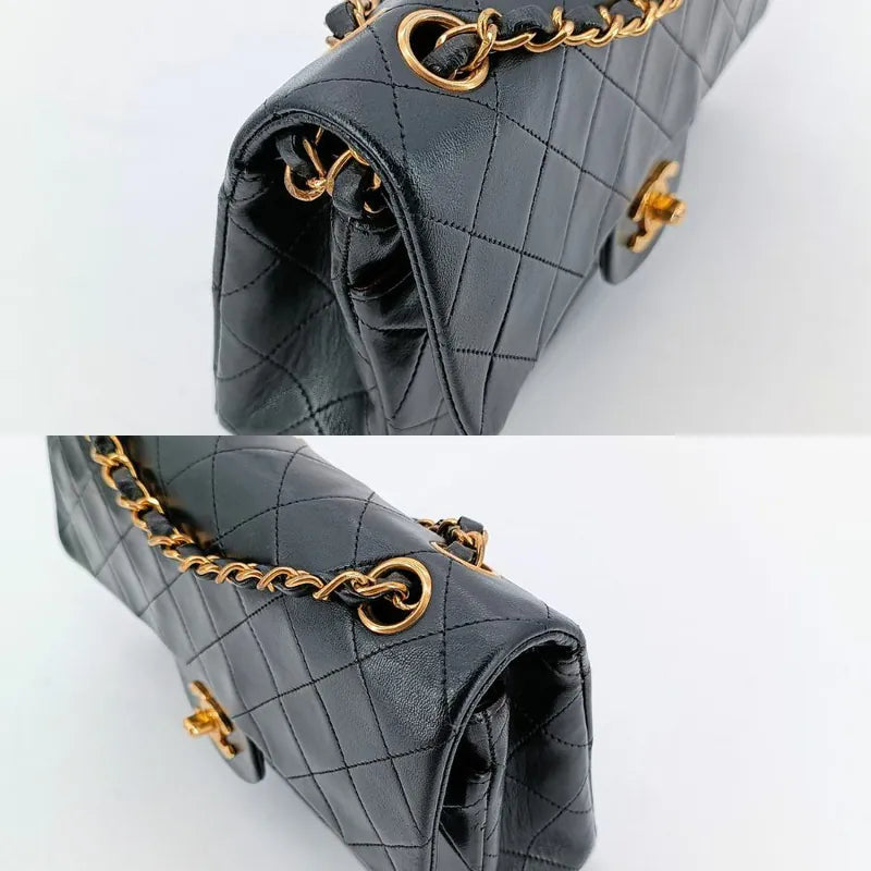 ju235-chanel-vintage-black-lambskin-23cm-classic-flap-bag