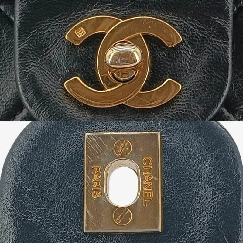 rb016-chanel-vintage-black-lambskin-25cm-flap-bag