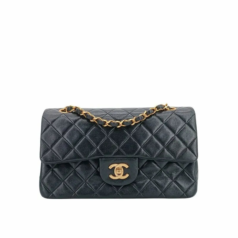 js976-chanel-vintage-black-lambskin-23cm-classic-flap-bag