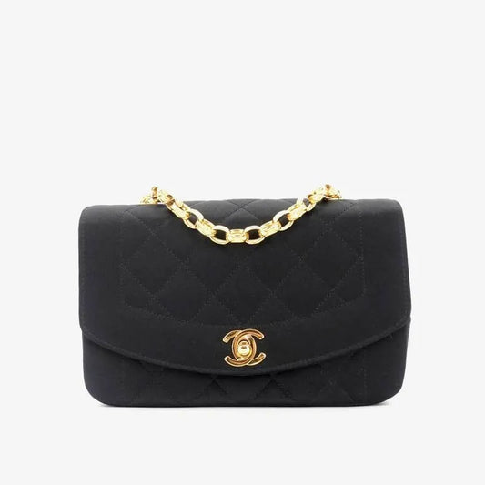 js074-chanel-vintage-black-satin-gold-chain-19cm-diana-flap-bag