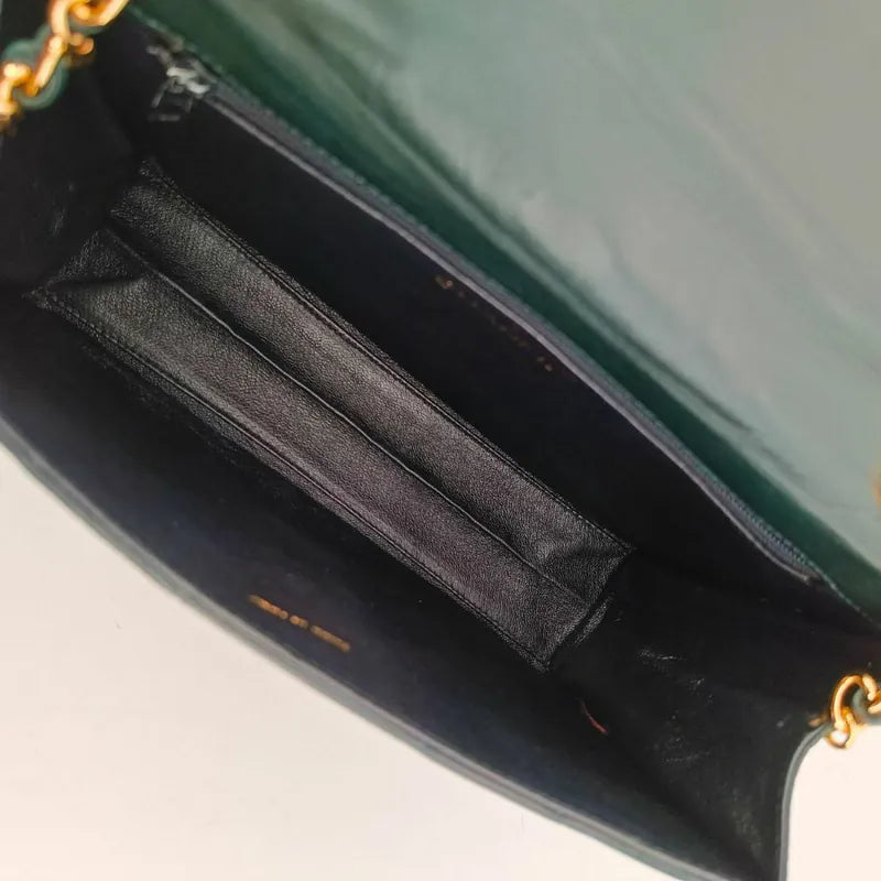 jw089-chanel-vintage-dark-green-lambskin-quilted-flap-bag