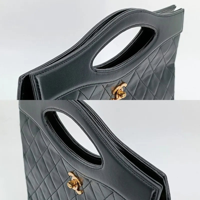 js719-chanel-vintage-black-lambskin-quilted-31-tote-bag