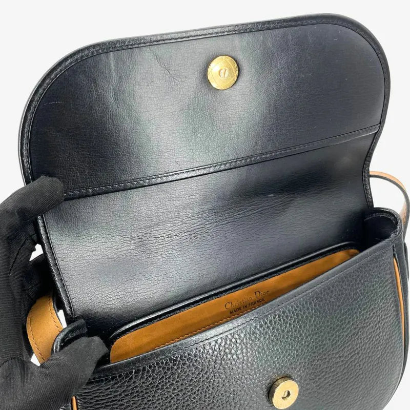 c564-christian-dior-vintage-black-caviar-leather-shoulder-bag