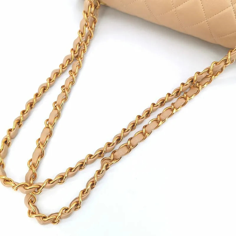 c343-chanel-vintage-beige-lambskin-23cm-double-side-flap-bag