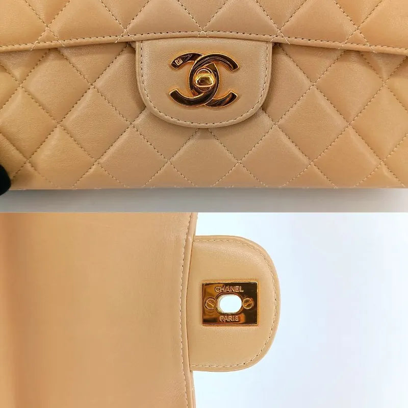 c343-chanel-vintage-beige-lambskin-23cm-double-side-flap-bag