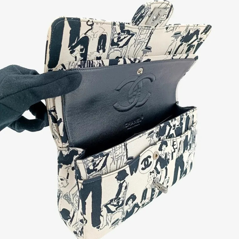 sh013-chanel-vintage-white-black-canvas-karl-lagerfeld-sketch-classic-flap-bag