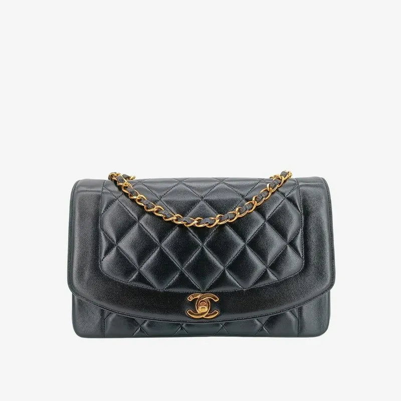 js329-chanel-vintage-black-lambskin-25cm-diana-flap-bag