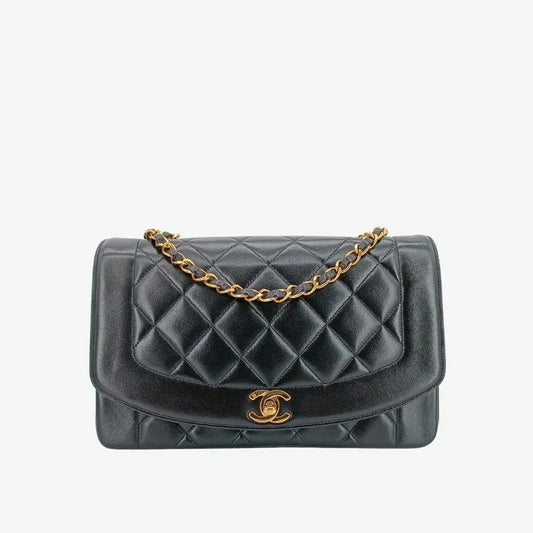js329-chanel-vintage-black-lambskin-25cm-diana-flap-bag