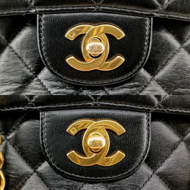 js536-chanel-vintage-black-lambskin-23cm-double-side-flap-bag